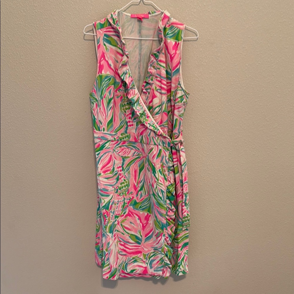 Lilly Pulitzer Size XL Romee Wrap Ruffle Dress - Croc My World